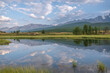 sky clouds lake mountains reflection summer