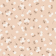 Seamless pattern with white flowers and beige background