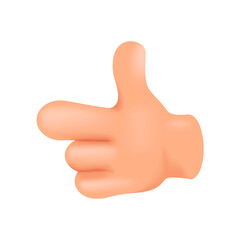 Poster - Hand with index finger to the left in vector cartoon comic style, volumetric hand with index finger to the left 3d vector illustration.