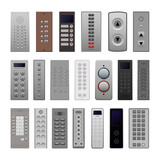 Fototapeta  - Collection of elevator buttons in detailed realistic style.