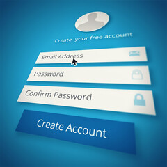 Fototapete - Computer generated image of the sign-up page of a website to create an account - ALL design on this image is created from scratch by Yuri Arcurs team of professionals for this particular photo shoot
