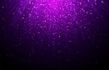 Wall Mural - Purple star explosion with pink sparkles, cosmic starburst. Violet stardust, a shining star with rays isolated on a dark background, vector light effect.