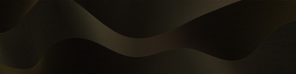 Leinwandbilder - Premium elegant design with golden line pattern on black background. Vector horizontal template for web banner, invitation, luxury flyer, business voucher, gift certificate.