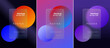 Set of templates of glass interfaces for mobile applications. Smartphone transparent screen on the background of colorful balls. Realistic 3D model. Abstract. App mockup. Glassmorphism.