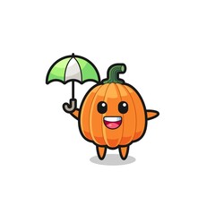 Poster - cute pumpkin illustration holding an umbrella