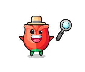 Sticker - illustration of the rose mascot as a detective who manages to solve a case