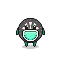 Poster - cute dart board cartoon wearing a mask