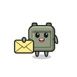 © heriyusuf - cartoon illustration of school bag holding a yellow letter