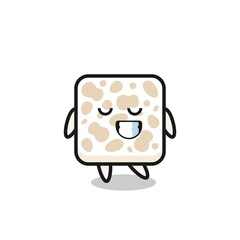 Sticker - tempeh cartoon illustration with a shy expression