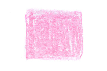Poster - pink square drawn with oil pencil isolated on white background