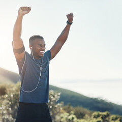 Fototapete - Feels great to complete my workout. Cropped shot of a handsome young male runner outdoors.