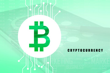 Poster - 2d rendering bitcoin sign concept
