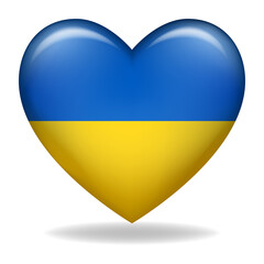 Wall Mural - Heart shape of Ukraine insignia isolated on white