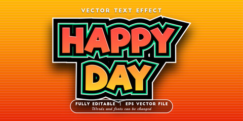 Text effects 3d happy day, editable text style