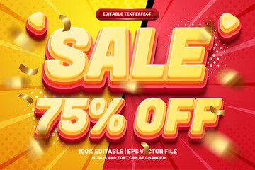 modern orange sale 75% off bold template 3D Editable text Effect Style