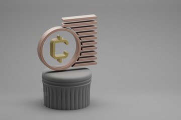 Poster - beautiful abstract illustrations cryptocurrency coin save symbol icons on a column stand and wonderf