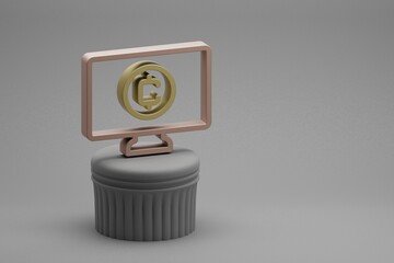 Poster - beautiful abstract illustrations cryptocurrency token symbol icons on a column stand and wonderful b