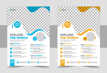 Travel Vacation Tour Agency Flyer Template Design. Travel Flyer Design Template, Travel Agency Flyer Design, flyer template design for Traveling Business Agency.