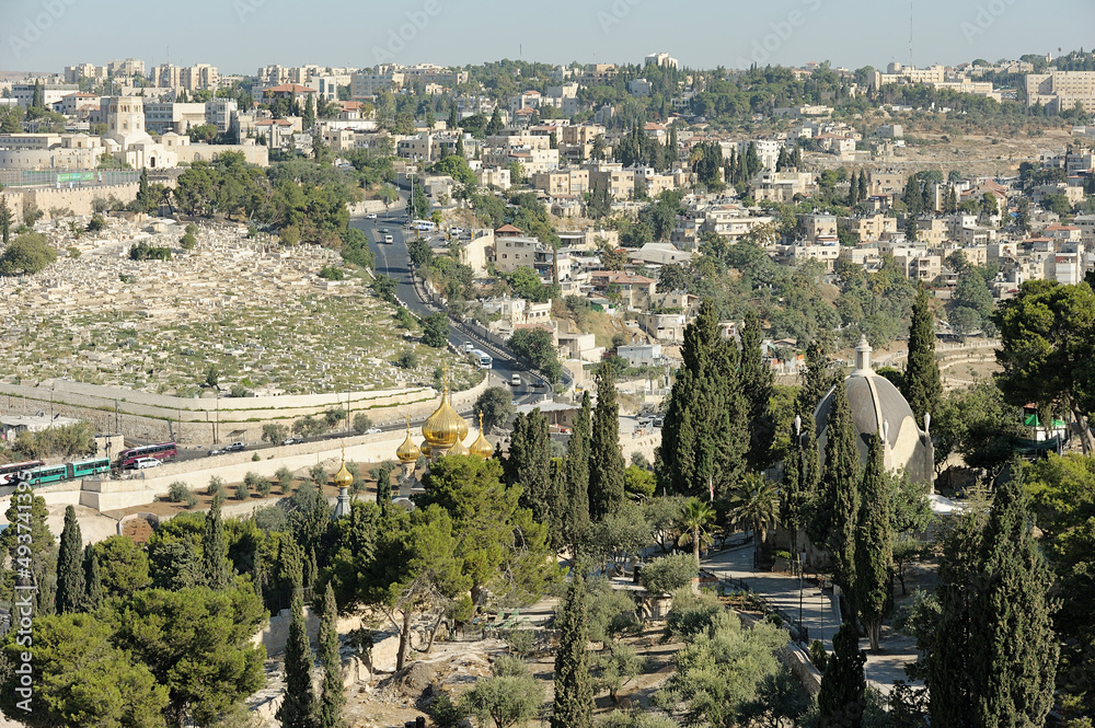 Jerusalem, view of the old city from the Mount of Olives Stock Photo ...