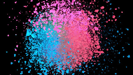 Wall Mural - Explosion of colored powder isolated on black background.