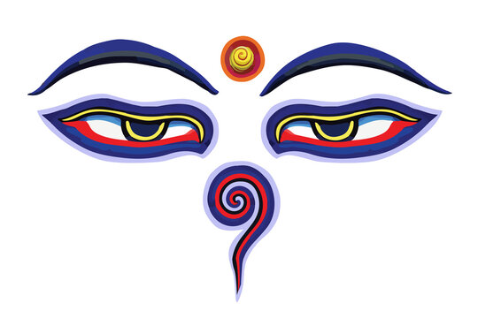 Buddha eyes illustration art. illustration of Buddha‘s Eyes. They represent Wisdom and Compassion.