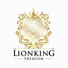 Wall Mural - Luxury lion king logo design