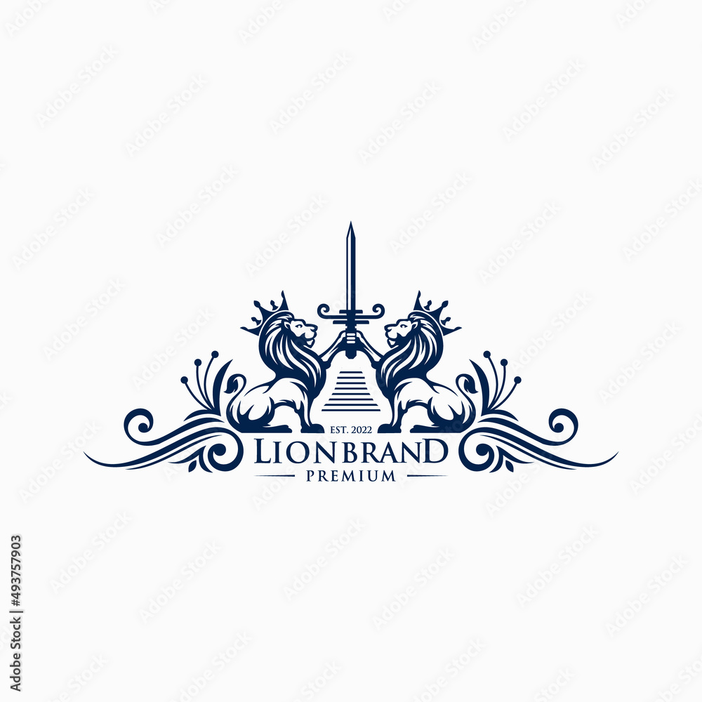 Luxury lion king logo design Stock Vector | Adobe Stock