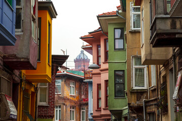 Colorful Houses in old city Balat. Balat is popular touristic destination in Istanbul