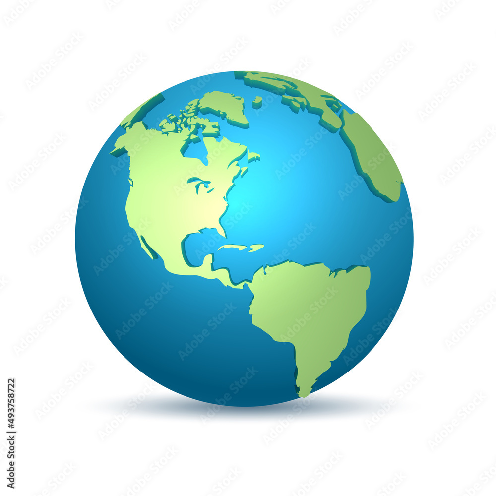 3D Globe Map Design isolated on White Background Stock Vector | Adobe Stock