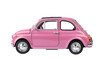 Pink retro toy car isolated on white