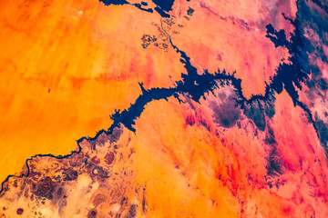 Wall Mural - jordan river from space. digital enhancement. elements by nasa
