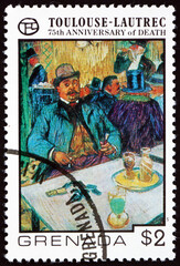 Wall Mural - Postage stamp Grenada 1976 Signor Bolleau at the Cafe