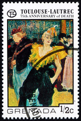 Wall Mural - Postage stamp Grenada 1976 Moulin Rouge, Toulouse-Lautrec