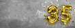 © Andrii Lysenko - Yellow foil balloon number, number thirty-five on a concrete background. 35th birthday card. Anniversary concept. for anniversary, birthday, new year celebration. banner