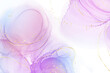 Violet lavender liquid watercolor marble background with golden lines. Pastel purple periwinkle alcohol ink drawing effect. Vector illustration design template for wedding invitation, menu, rsvp