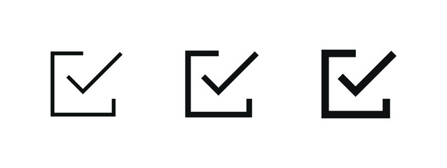 Fototapete - check box icon with correct, accept checkmark icons green tick box, check list square frame - checkbox symbol sign	
