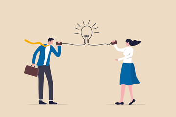 communicate idea, advice or solution, good communication skill for business success, brainstorm or d