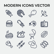 Meat Food Set Icon Symbol Template For Graphic And Web Design Collection Logo Vector Illustration