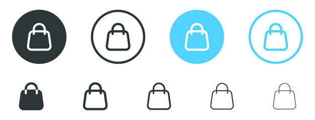 Wall Mural - shop bag icon - Shopping bags icons, packages symbol in filled, thin line, outline and stroke style	
