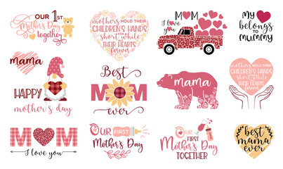 mother s day vector set, mothers day quote bundle