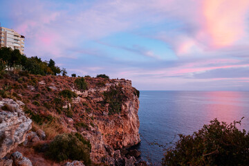 Wall Mural - Beautiful landscape with city on the seashore. Antalya, Turkey.