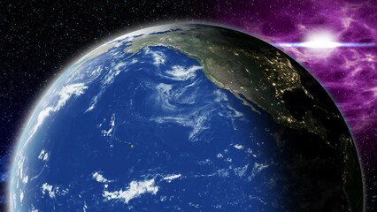 Wall Mural - planet earth rotation - computer generated animation. night to day change. realistic world globe mov