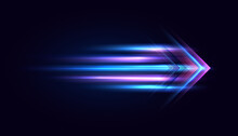 Modern Abstract Arrows. High-speed Technology Movement. Colourful Dynamic Motion On Blue Background. Movement Sport Pattern For Banner Or Poster Design Background Concept.