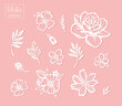 Collection of simple cute flowers. Simple flora for kids. Vector collection silhouette. Template for laser cut. Papercut template