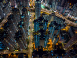 Fototapeta Miasto - Top down view of Hong Kong city