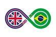 unity concept. english and brazilian portuguese language translation icon. vector illustration isolated on white background	