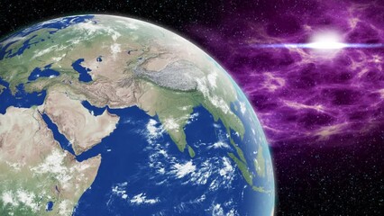 Wall Mural - planet earth rotation - computer generated animation. night to day change. realistic world globe mov