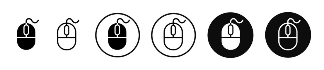 Poster - Set computer mouse icon with cord isolated, click sign and pointer symbol – stock vector