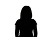 silhouette of a young woman on white background