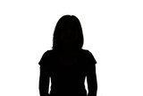 Fototapeta Koty - silhouette of a young woman on white background